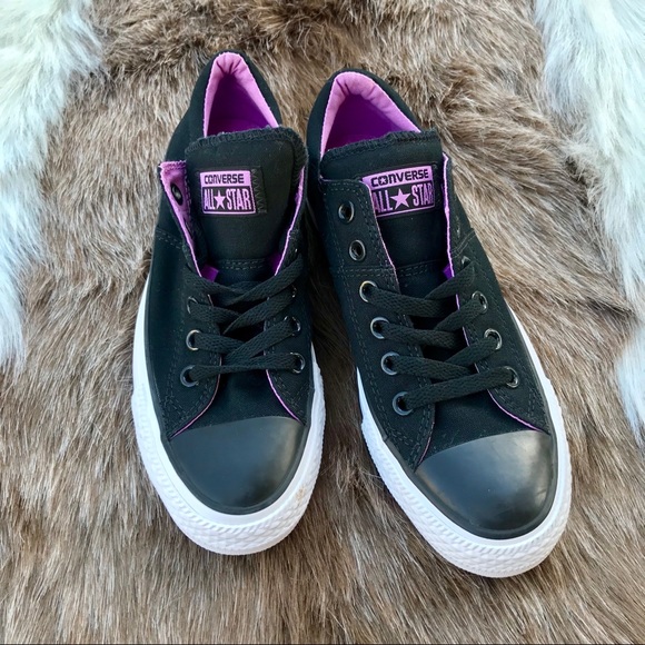 black and purple converse shoes